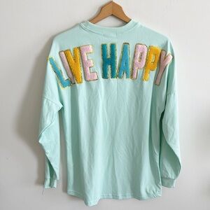 SIMPLY SOUTHERN SPARKLE LIVE HAPPY LONG SLEEVE JERSEY CREW T-SHIRT sz S